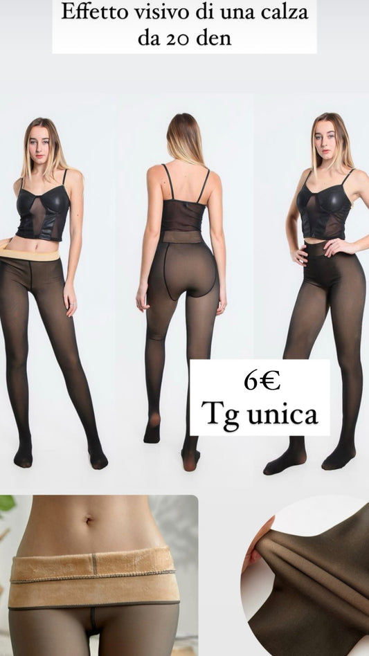 Leggins effetto calza felpato